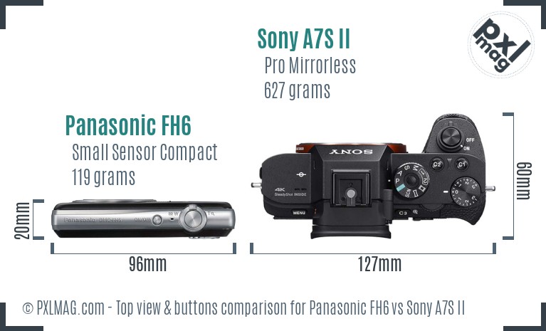 Panasonic FH6 vs Sony A7S II top view buttons comparison