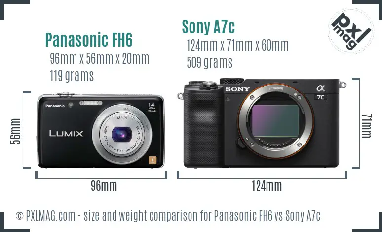 Panasonic FH6 vs Sony A7c size comparison
