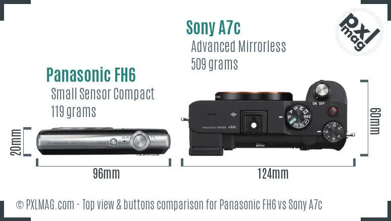 Panasonic FH6 vs Sony A7c top view buttons comparison