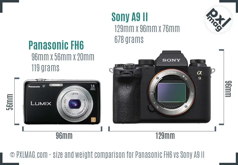 Panasonic FH6 vs Sony A9 II size comparison