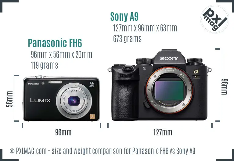 Panasonic FH6 vs Sony A9 size comparison