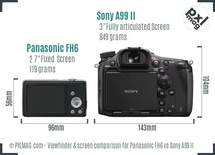Panasonic FH6 vs Sony A99 II Screen and Viewfinder comparison