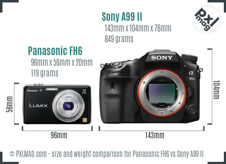 Panasonic FH6 vs Sony A99 II size comparison