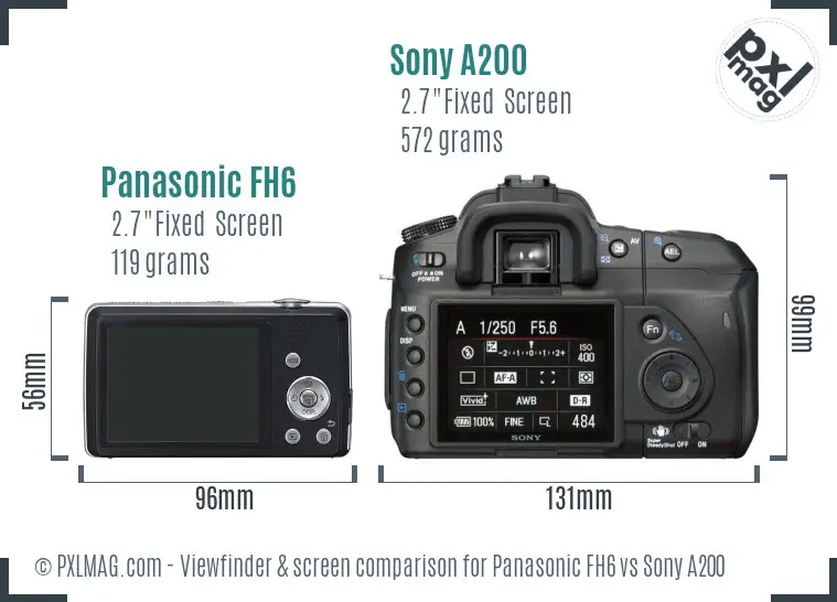 Panasonic FH6 vs Sony A200 Screen and Viewfinder comparison