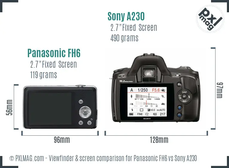 Panasonic FH6 vs Sony A230 Screen and Viewfinder comparison