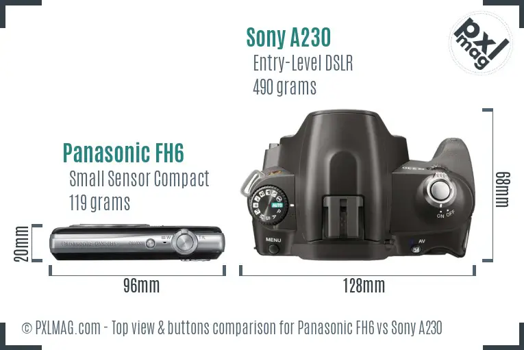 Panasonic FH6 vs Sony A230 top view buttons comparison
