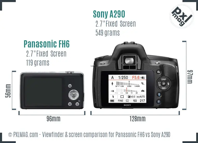 Panasonic FH6 vs Sony A290 Screen and Viewfinder comparison