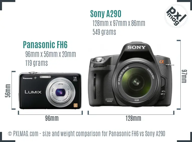 Panasonic FH6 vs Sony A290 size comparison