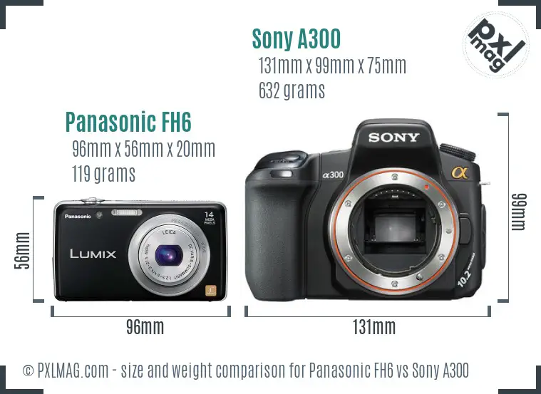Panasonic FH6 vs Sony A300 size comparison
