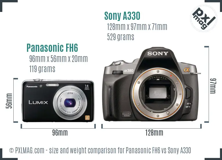 Panasonic FH6 vs Sony A330 size comparison