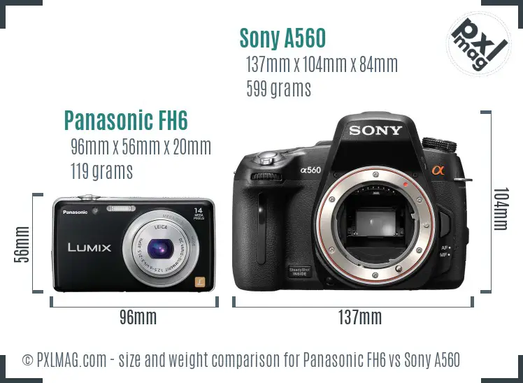 Panasonic FH6 vs Sony A560 size comparison