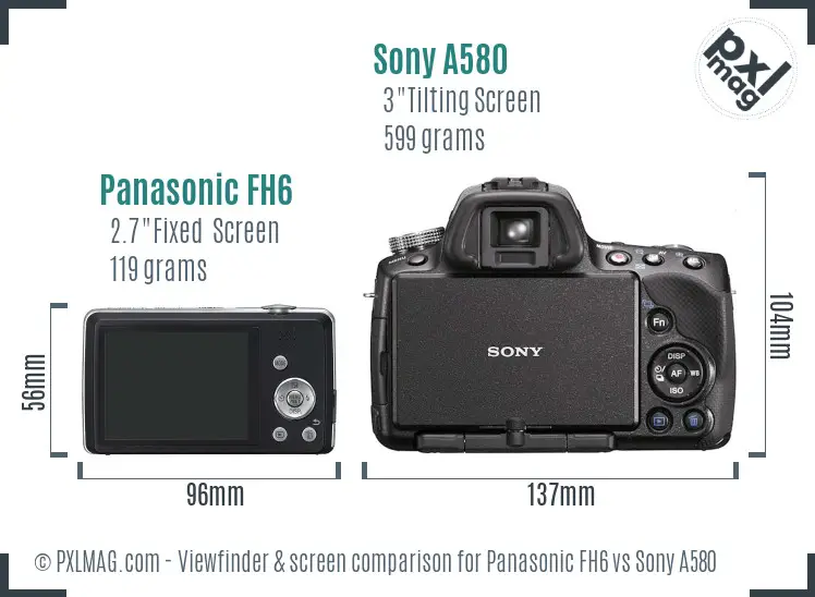 Panasonic FH6 vs Sony A580 Screen and Viewfinder comparison