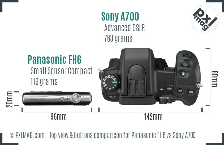 Panasonic FH6 vs Sony A700 top view buttons comparison