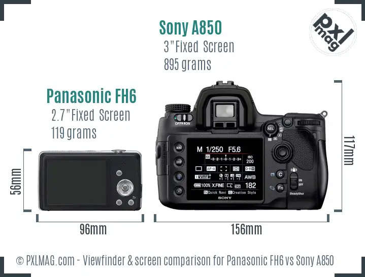 Panasonic FH6 vs Sony A850 Screen and Viewfinder comparison
