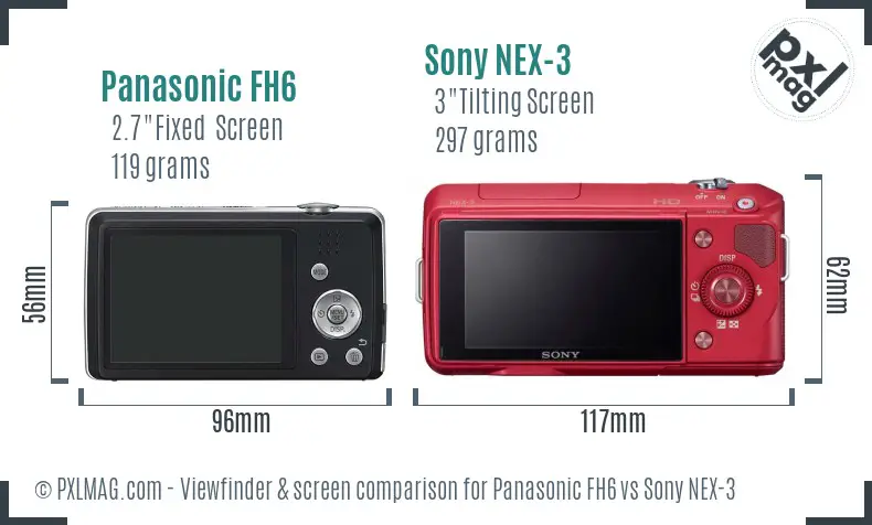 Panasonic FH6 vs Sony NEX-3 Screen and Viewfinder comparison