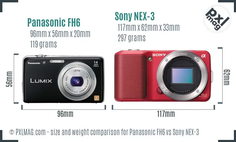 Panasonic FH6 vs Sony NEX-3 size comparison