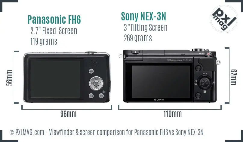 Panasonic FH6 vs Sony NEX-3N Screen and Viewfinder comparison