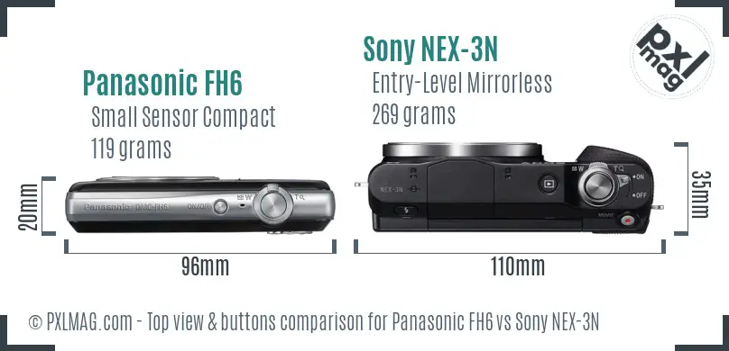 Panasonic FH6 vs Sony NEX-3N top view buttons comparison