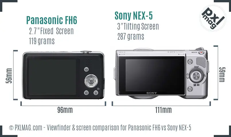 Panasonic FH6 vs Sony NEX-5 Screen and Viewfinder comparison