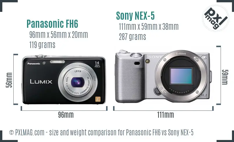Panasonic FH6 vs Sony NEX-5 size comparison