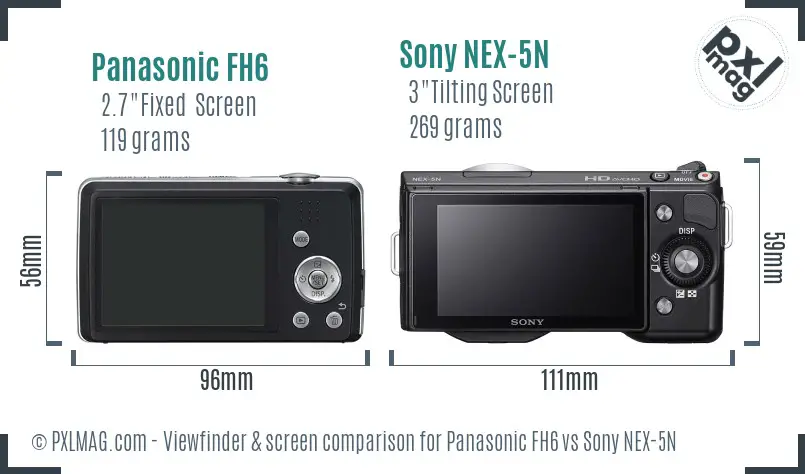 Panasonic FH6 vs Sony NEX-5N Screen and Viewfinder comparison