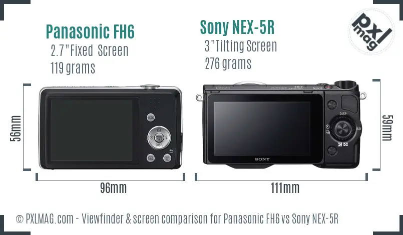 Panasonic FH6 vs Sony NEX-5R Screen and Viewfinder comparison