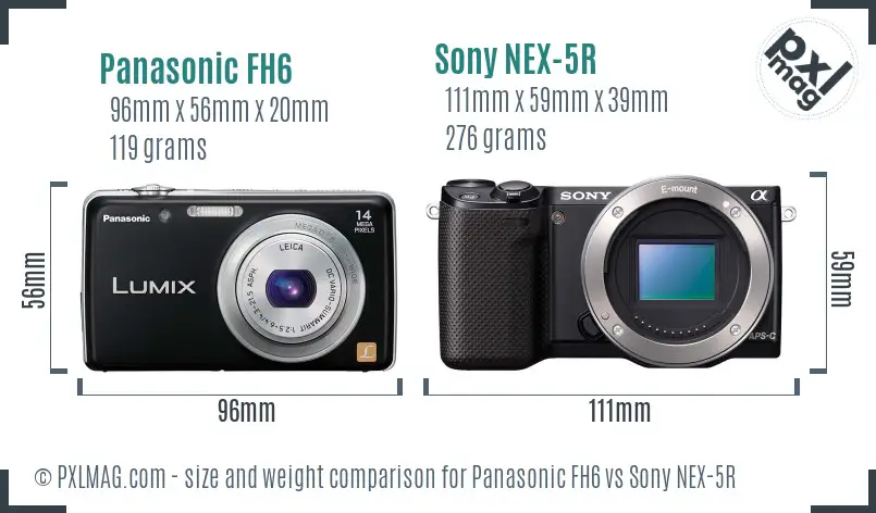 Panasonic FH6 vs Sony NEX-5R size comparison