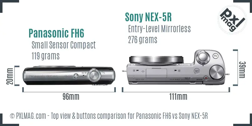 Panasonic FH6 vs Sony NEX-5R top view buttons comparison