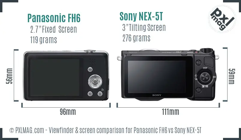 Panasonic FH6 vs Sony NEX-5T Screen and Viewfinder comparison