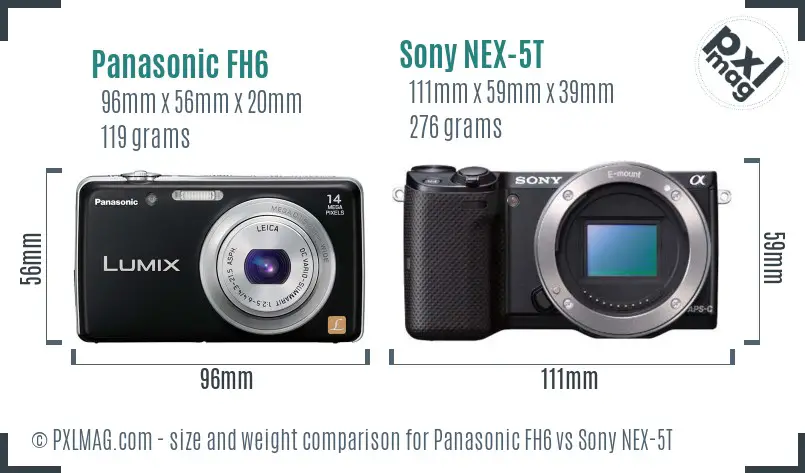 Panasonic FH6 vs Sony NEX-5T size comparison