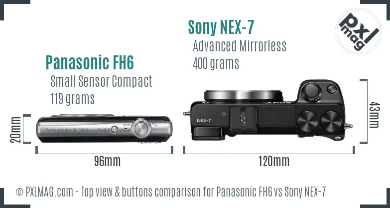 Panasonic FH6 vs Sony NEX-7 top view buttons comparison