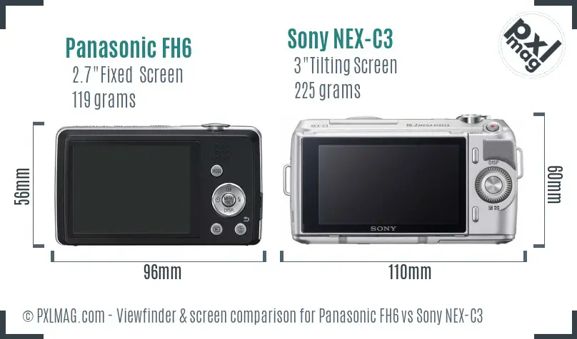 Panasonic FH6 vs Sony NEX-C3 Screen and Viewfinder comparison