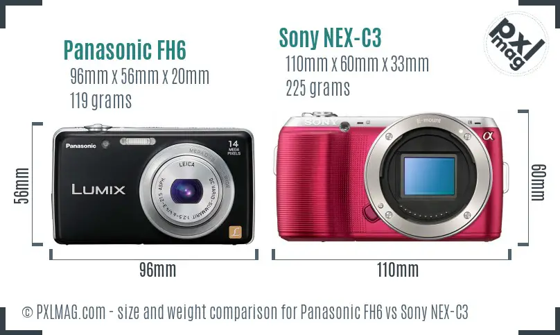 Panasonic FH6 vs Sony NEX-C3 size comparison
