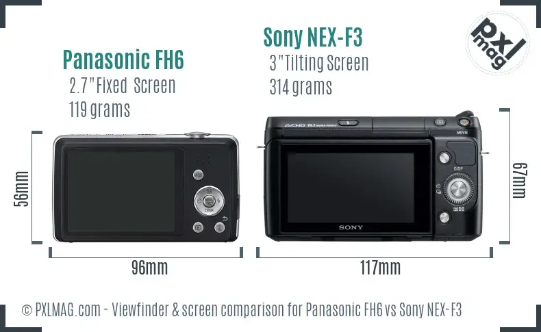 Panasonic FH6 vs Sony NEX-F3 Screen and Viewfinder comparison