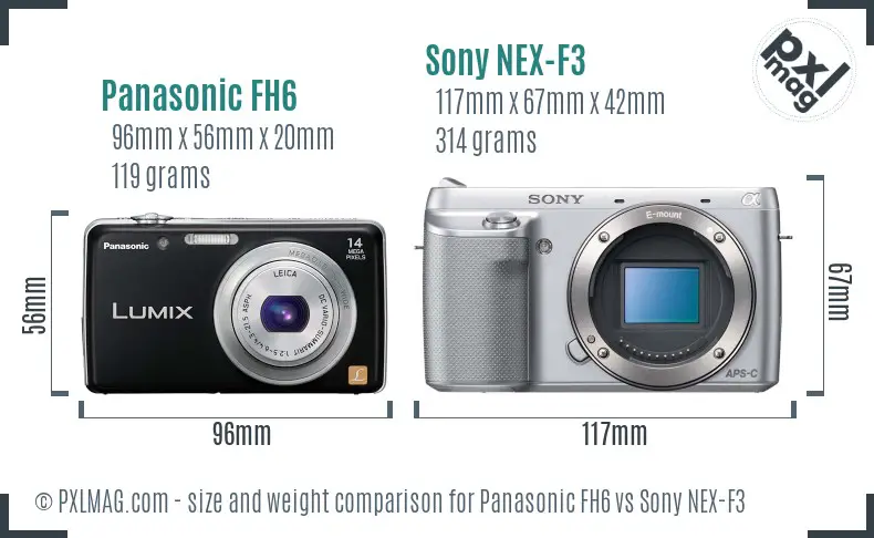 Panasonic FH6 vs Sony NEX-F3 size comparison