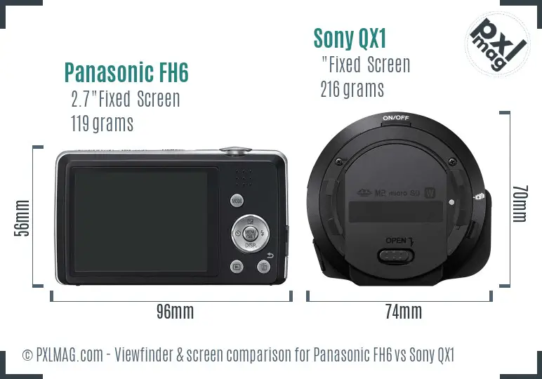 Panasonic FH6 vs Sony QX1 Screen and Viewfinder comparison