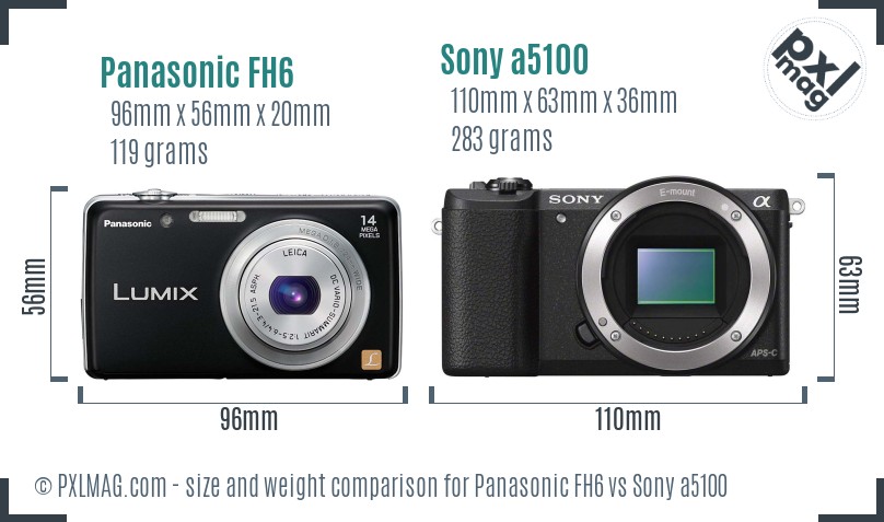 Panasonic FH6 vs Sony a5100 size comparison