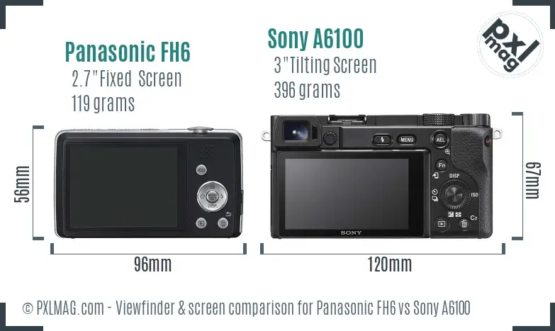 Panasonic FH6 vs Sony A6100 Screen and Viewfinder comparison