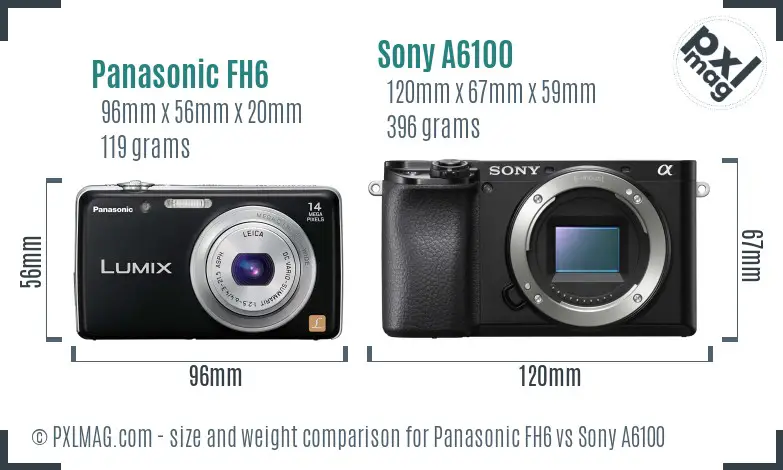 Panasonic FH6 vs Sony A6100 size comparison