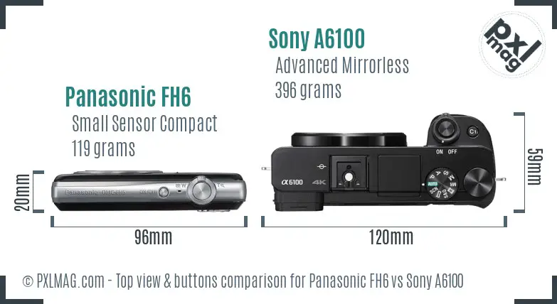 Panasonic FH6 vs Sony A6100 top view buttons comparison