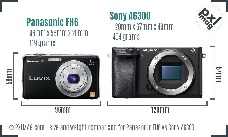 Panasonic FH6 vs Sony A6300 size comparison