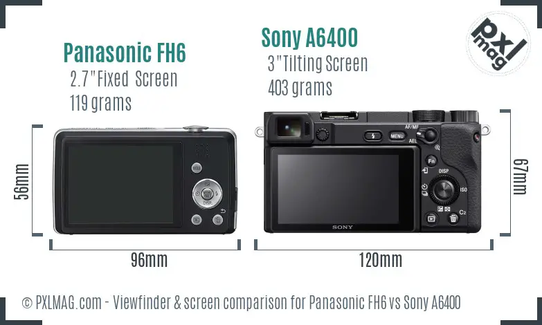 Panasonic FH6 vs Sony A6400 Screen and Viewfinder comparison