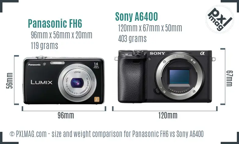 Panasonic FH6 vs Sony A6400 size comparison