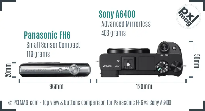 Panasonic FH6 vs Sony A6400 top view buttons comparison