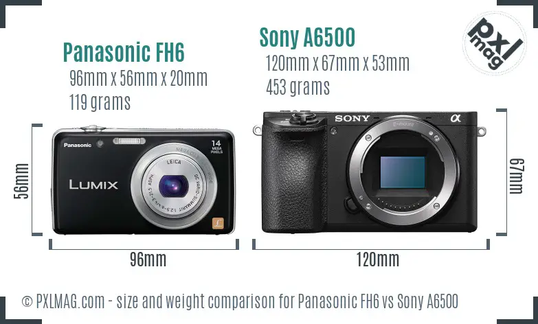Panasonic FH6 vs Sony A6500 size comparison