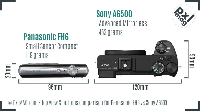 Panasonic FH6 vs Sony A6500 top view buttons comparison