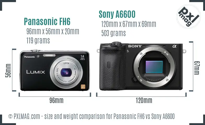 Panasonic FH6 vs Sony A6600 size comparison