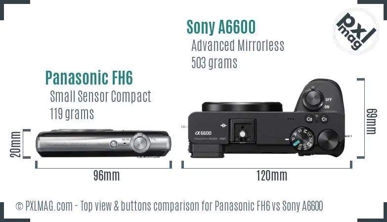 Panasonic FH6 vs Sony A6600 top view buttons comparison