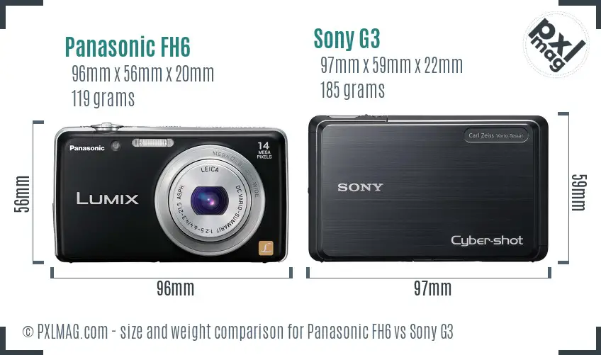 Panasonic FH6 vs Sony G3 size comparison
