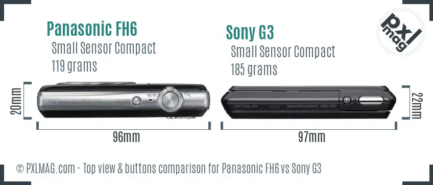 Panasonic FH6 vs Sony G3 top view buttons comparison